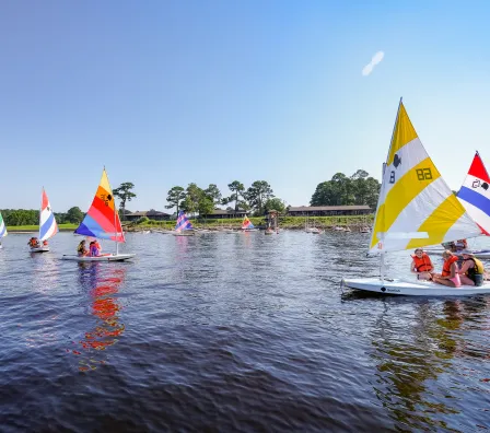 Sailboats in the water at Camp Seafarer