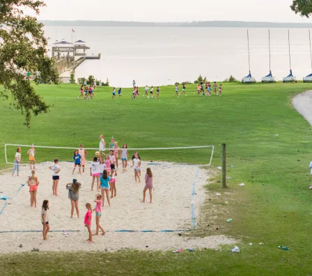 Aerial view of the volleyball court