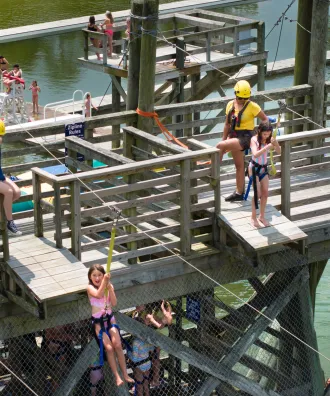 Aerial view of the top of the zipline