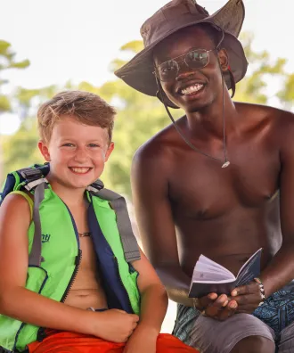 Counselor and camper at Camp Sea Gull