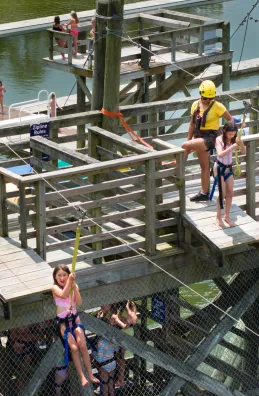 Aerial view of the top of the zipline