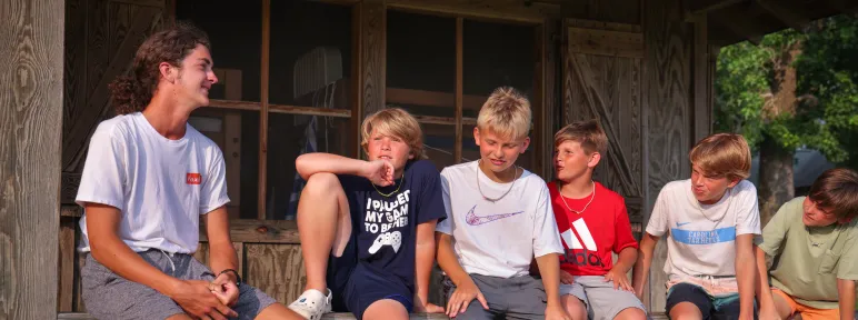 Counselor and campers at Camp Sea Gull