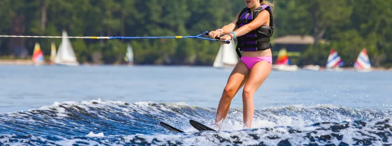 Girl waterskiing