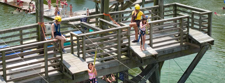 Aerial view of the top of the zipline