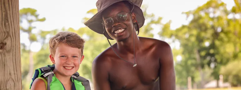 Counselor and camper at Camp Sea Gull